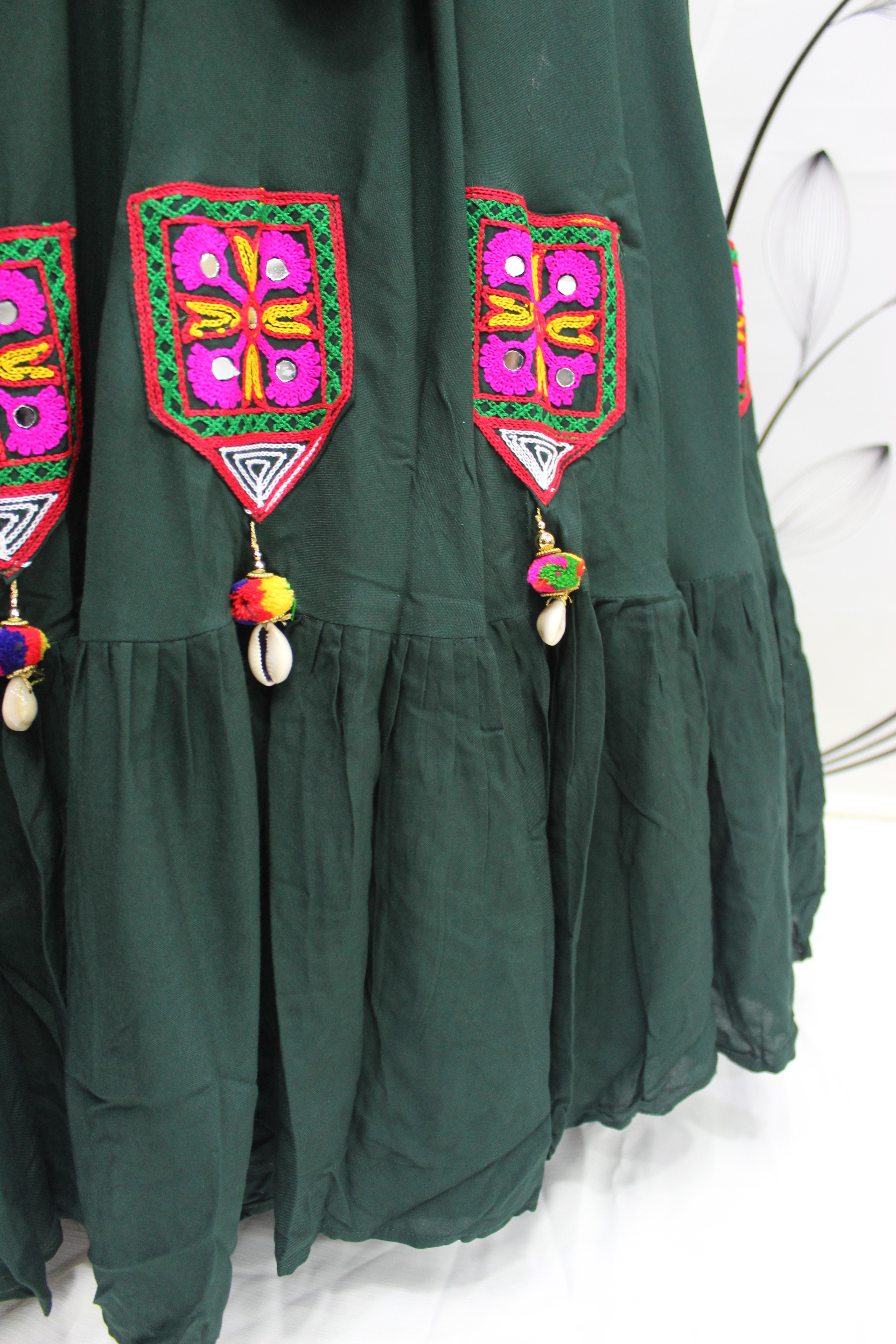 Green Koti Style Viscose Rayon Embroidered Designer Navratri Special Lehenga